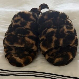 UGG Leopard Print Fuzzy Slippers